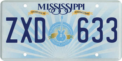 MS license plate ZXD633