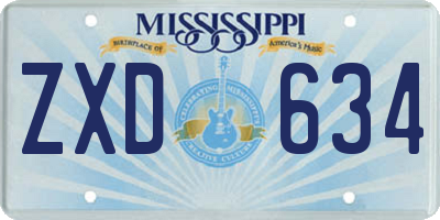 MS license plate ZXD634