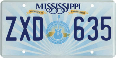 MS license plate ZXD635
