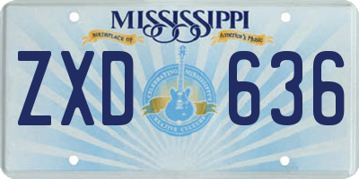 MS license plate ZXD636