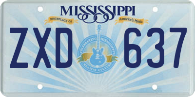 MS license plate ZXD637