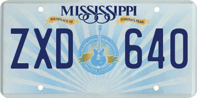 MS license plate ZXD640