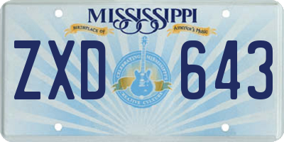 MS license plate ZXD643