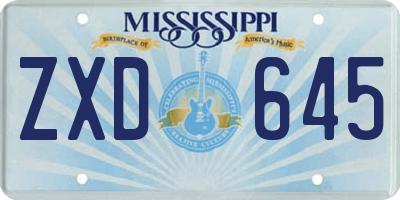 MS license plate ZXD645