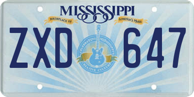MS license plate ZXD647