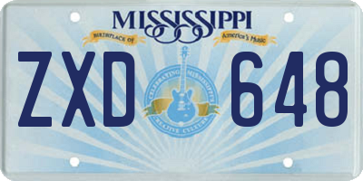MS license plate ZXD648