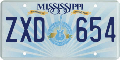 MS license plate ZXD654