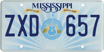MS license plate ZXD657