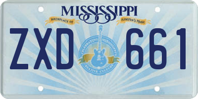 MS license plate ZXD661