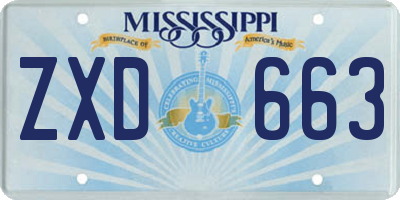 MS license plate ZXD663