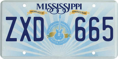 MS license plate ZXD665