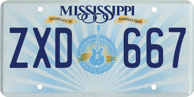 MS license plate ZXD667