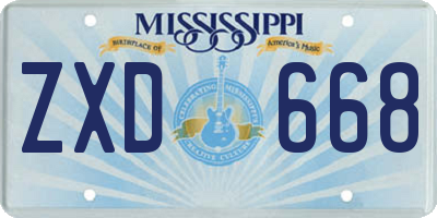 MS license plate ZXD668