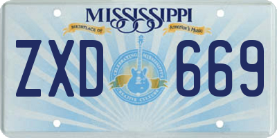 MS license plate ZXD669