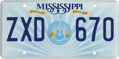 MS license plate ZXD670