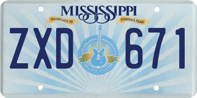 MS license plate ZXD671