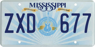 MS license plate ZXD677