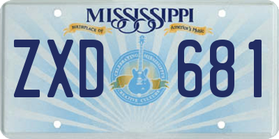MS license plate ZXD681