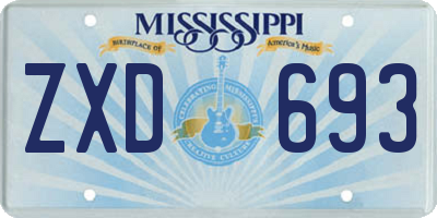 MS license plate ZXD693