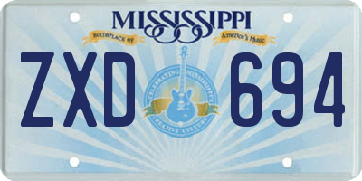 MS license plate ZXD694
