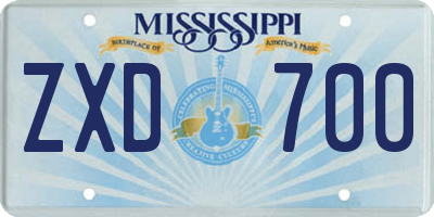 MS license plate ZXD700