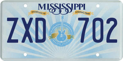 MS license plate ZXD702