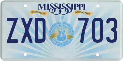 MS license plate ZXD703