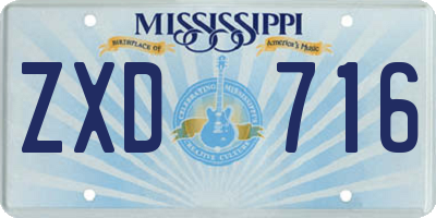 MS license plate ZXD716