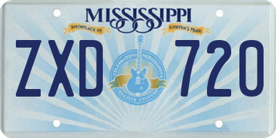 MS license plate ZXD720
