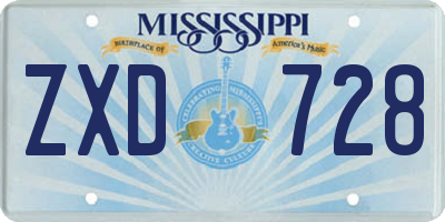 MS license plate ZXD728