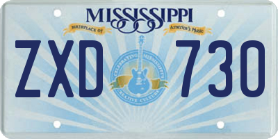 MS license plate ZXD730