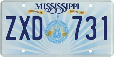 MS license plate ZXD731