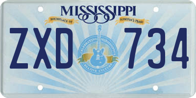 MS license plate ZXD734