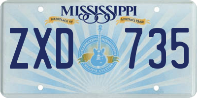 MS license plate ZXD735