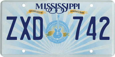 MS license plate ZXD742