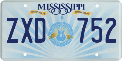 MS license plate ZXD752