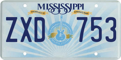 MS license plate ZXD753