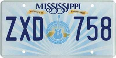 MS license plate ZXD758