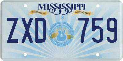 MS license plate ZXD759
