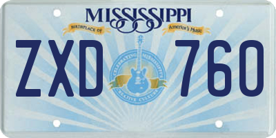 MS license plate ZXD760