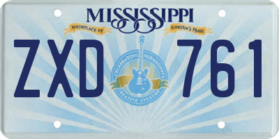 MS license plate ZXD761