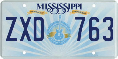 MS license plate ZXD763