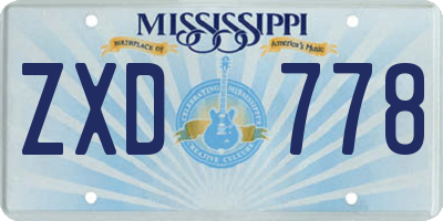 MS license plate ZXD778