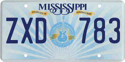 MS license plate ZXD783