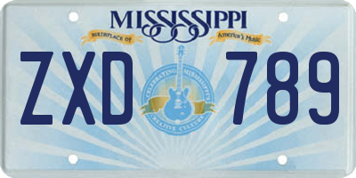 MS license plate ZXD789
