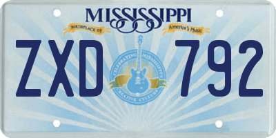 MS license plate ZXD792