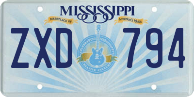 MS license plate ZXD794
