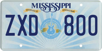 MS license plate ZXD800