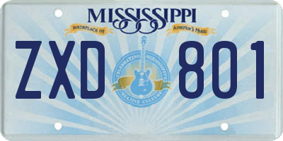MS license plate ZXD801