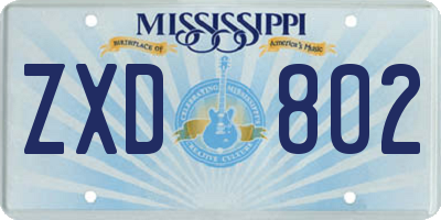 MS license plate ZXD802